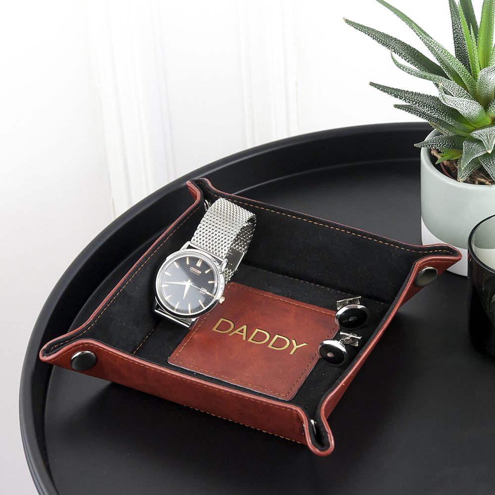 Personalised Luxury Brown Valet Tray Gold Yes Please